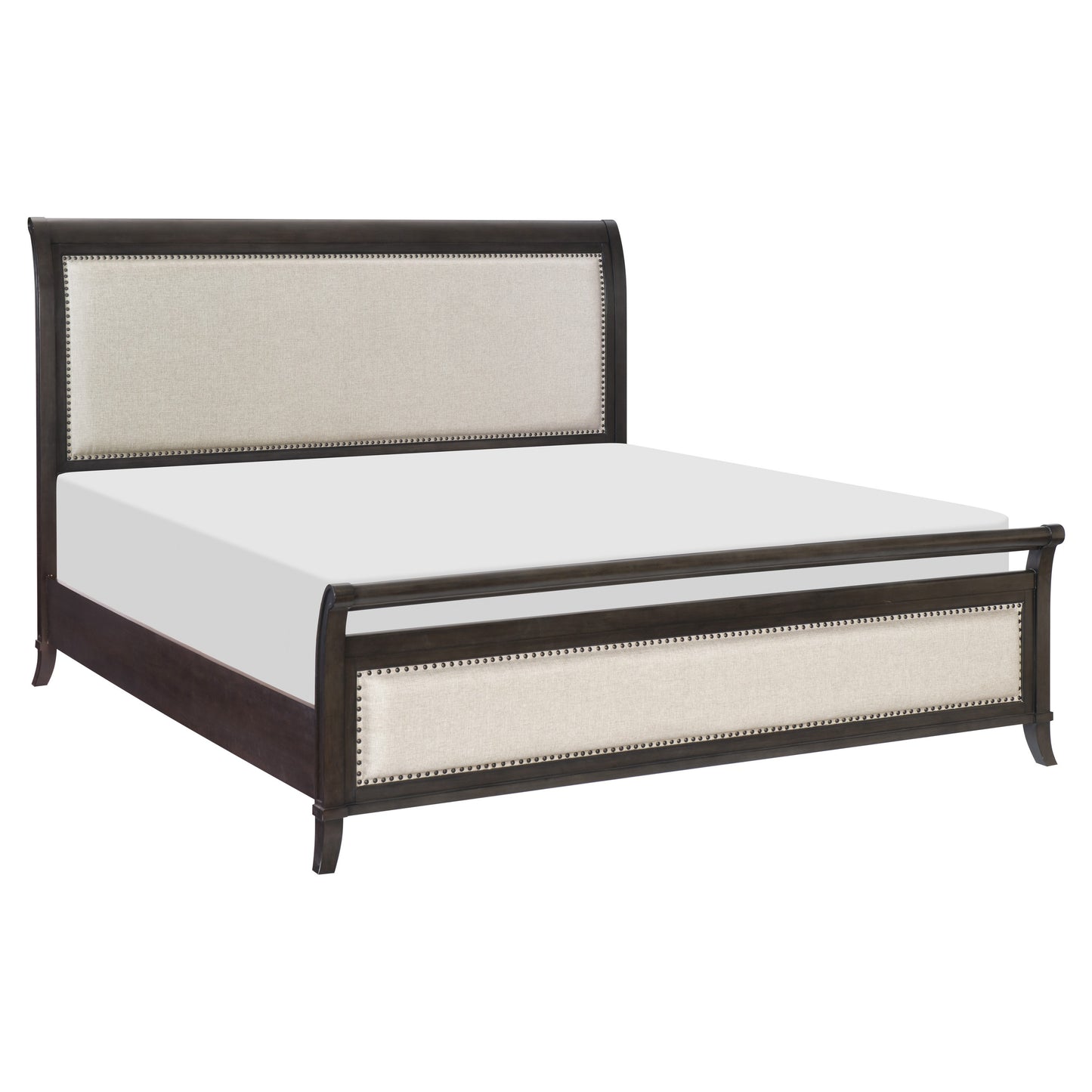 Homelegance Queen Bed Hebron Dark Cherry Finish with Upholstered Headboard 1923NB-1