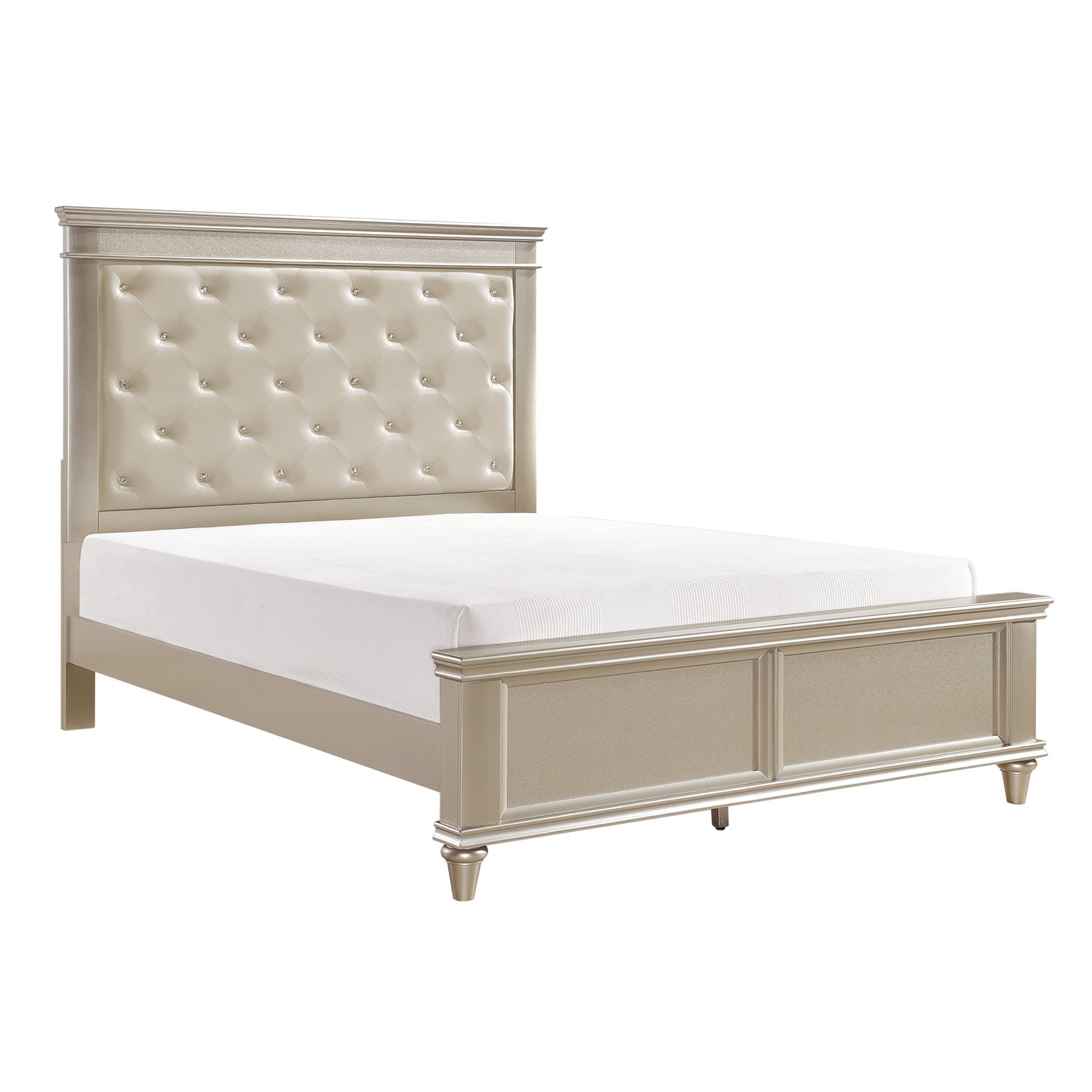 Homelegance Queen Bed Celandine Silver Finish with Crystal Tufted Headboard 1928-1