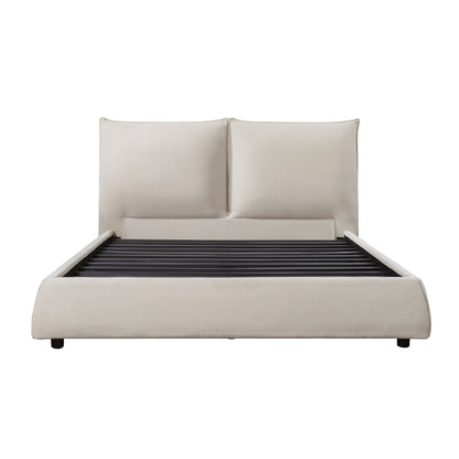 Homelegance Queen Bed Linna Beige Chenille Fabric 1930-1