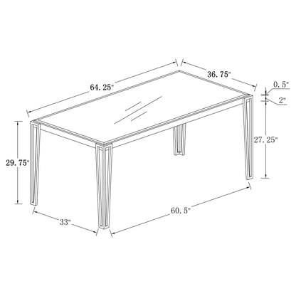 Pauline Rectangular 64-inch Glass Top Dining Table Chrome