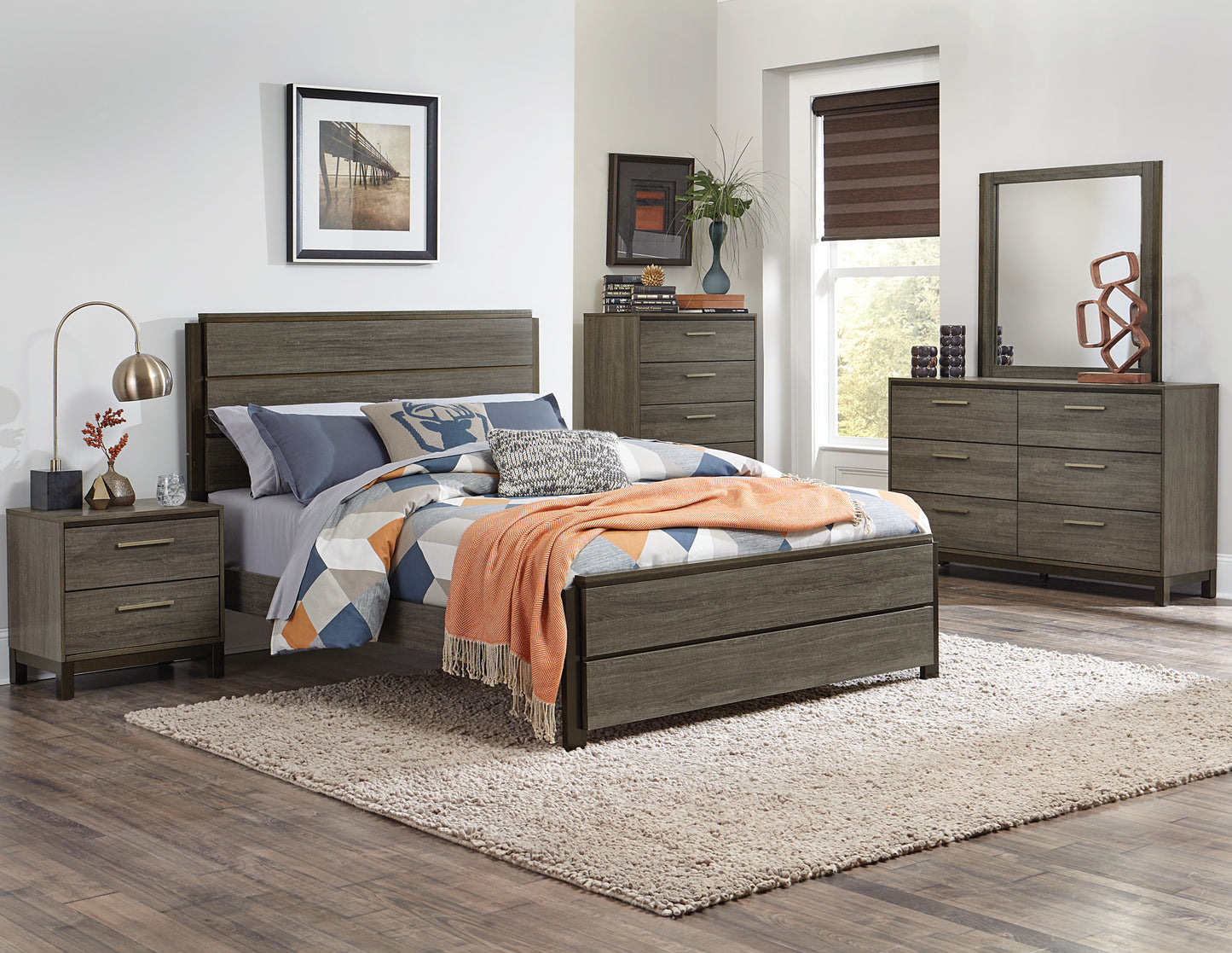 Homelegance Vestavia Chest Gray Finish with Antique Brass Pulls 1936-9