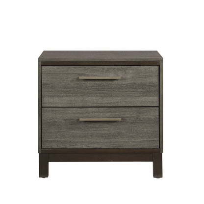 Homelegance Nightstand Vestavia Gray Finish with Antique Brass Pulls 1936-4