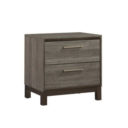 Homelegance Nightstand Vestavia Gray Finish with Antique Brass Pulls 1936-4