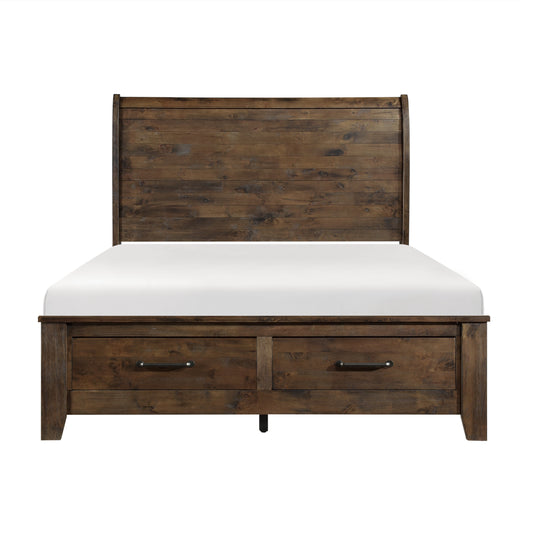 Homelegance Queen Bed Jerrick Burnished Brown with Storage Drawers 1957-1