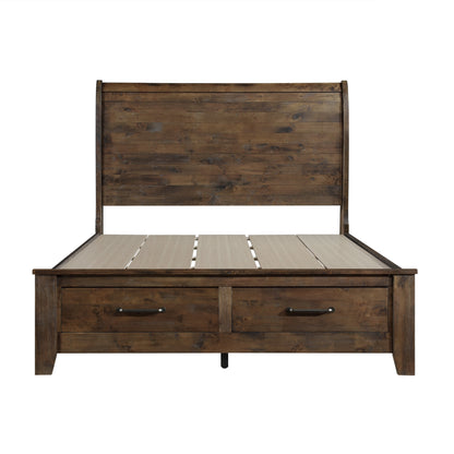 Homelegance Queen Bed Jerrick Burnished Brown with Storage Drawers 1957-1