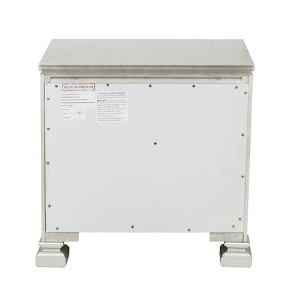 Homelegance Nightstand Bevelle Silver Finish with Crystal Accents 1958-4