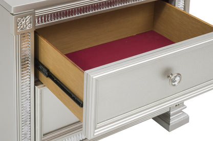Homelegance Nightstand Bevelle Silver Finish with Crystal Accents 1958-4