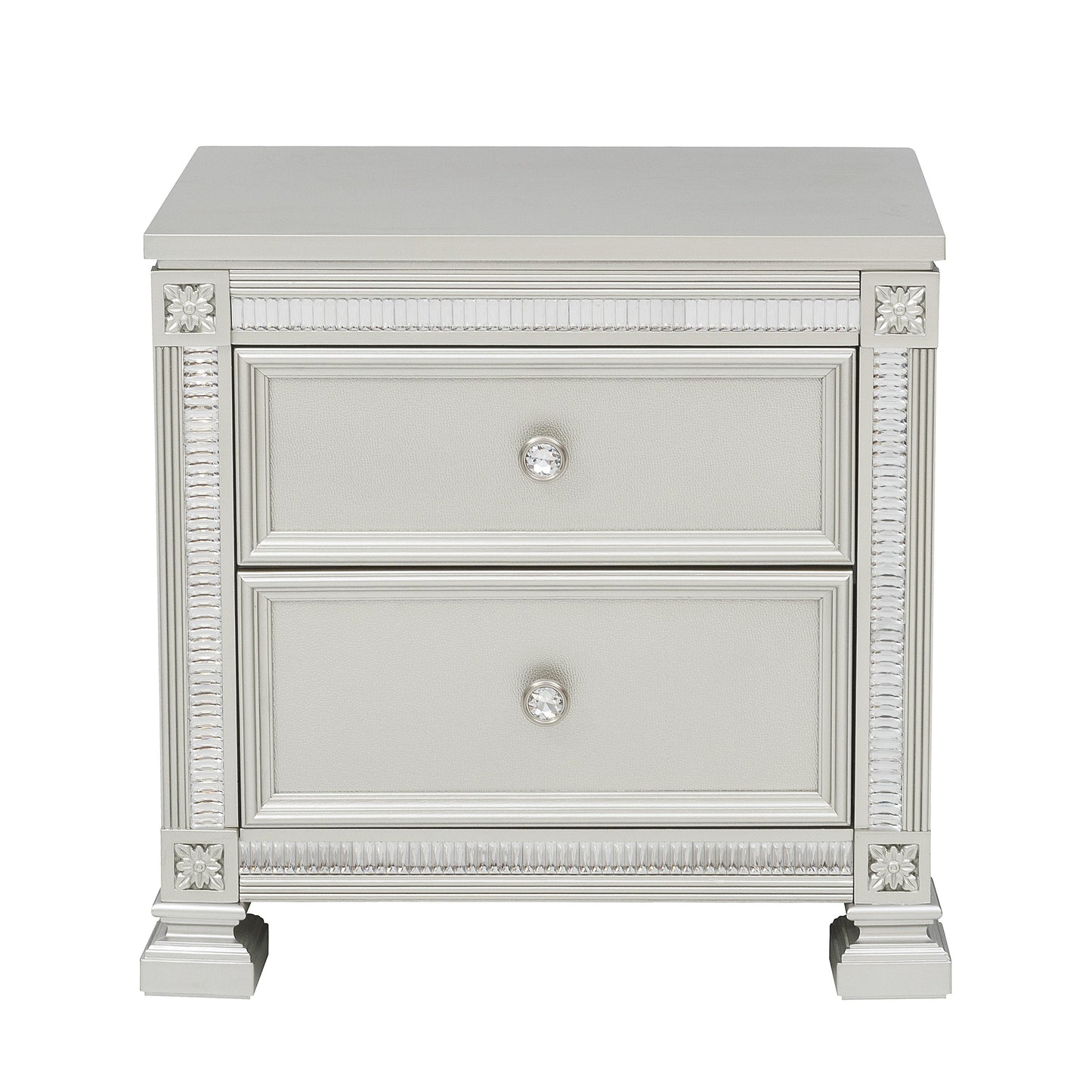 Homelegance Nightstand Bevelle Silver Finish with Crystal Accents 1958-4