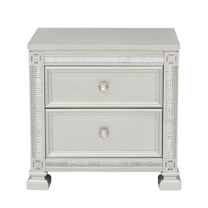 Homelegance Nightstand Bevelle Silver Finish with Crystal Accents 1958-4