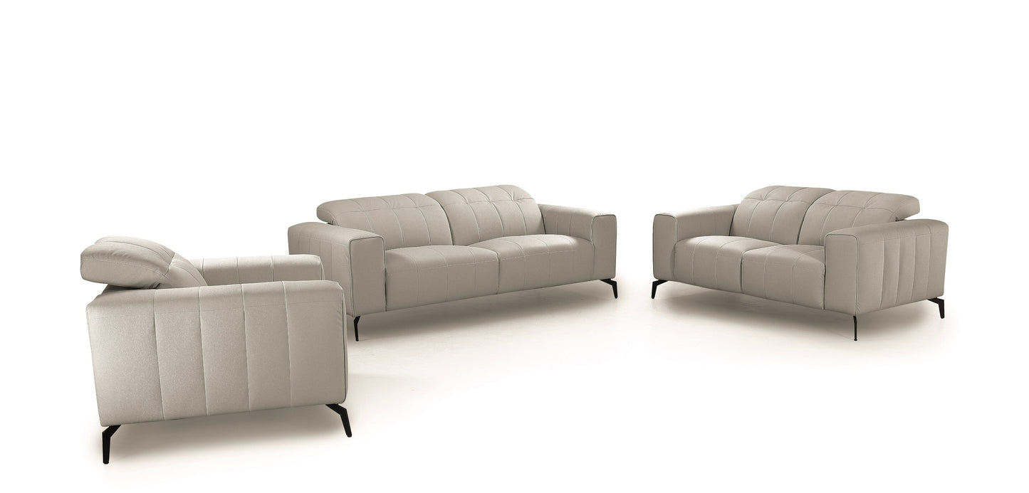 Divani Casa Wayne Modern Light Grey Leather Sofa Set