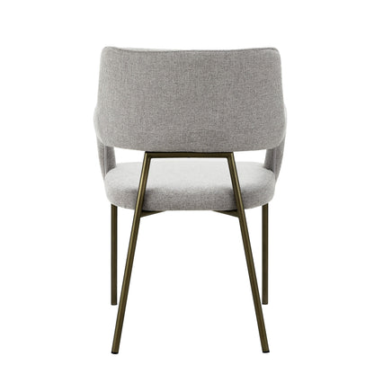 Modrest Childers Modern Grey Fabric Antique Brass Dining Chair