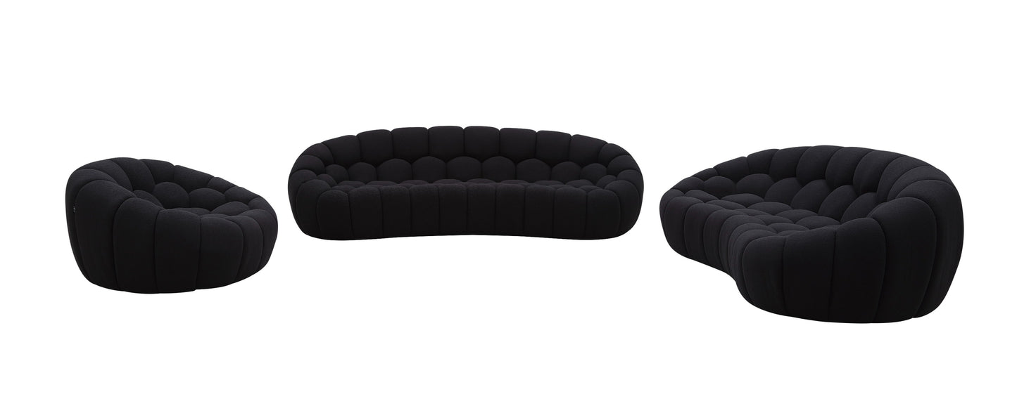 Divani Casa Yolonda Modern Curved Black Fabric Sofa Set