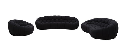 Divani Casa Yolonda Modern Curved Black Fabric Sofa Set