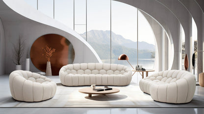 Divani Casa Yolonda Modern Curved Beige Fabric Sofa