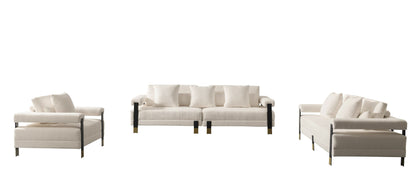 Divani Casa Stratford Modern Off-White Fabric 3-Seater Sofa