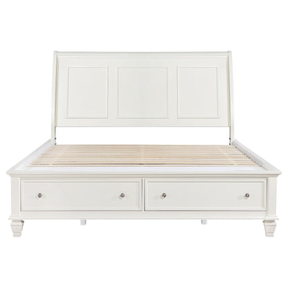 Sandy Beach Wood Eastern King Storage Panel Bed Cream White