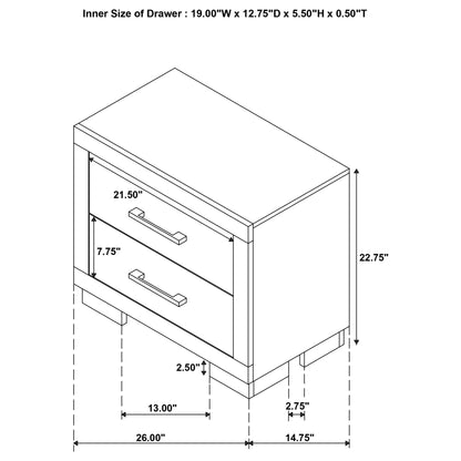 Jessica 2-drawer Nightstand Cream White