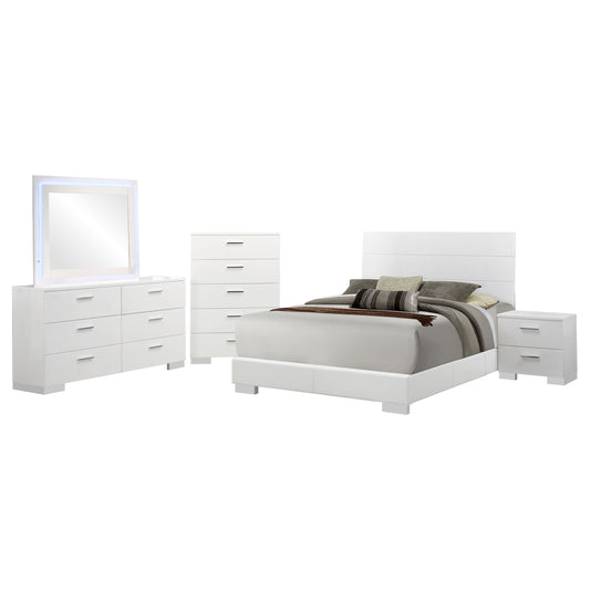 Felicity 5-piece California King Bedroom Set White Gloss