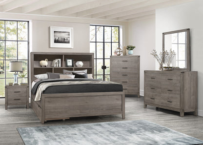 Homelegance Queen Bed Woodrow Brownish Gray with USB Charging Ports 2042NB-1
