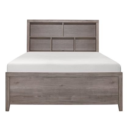 Homelegance Queen Bed Woodrow Brownish Gray with USB Charging Ports 2042NB-1