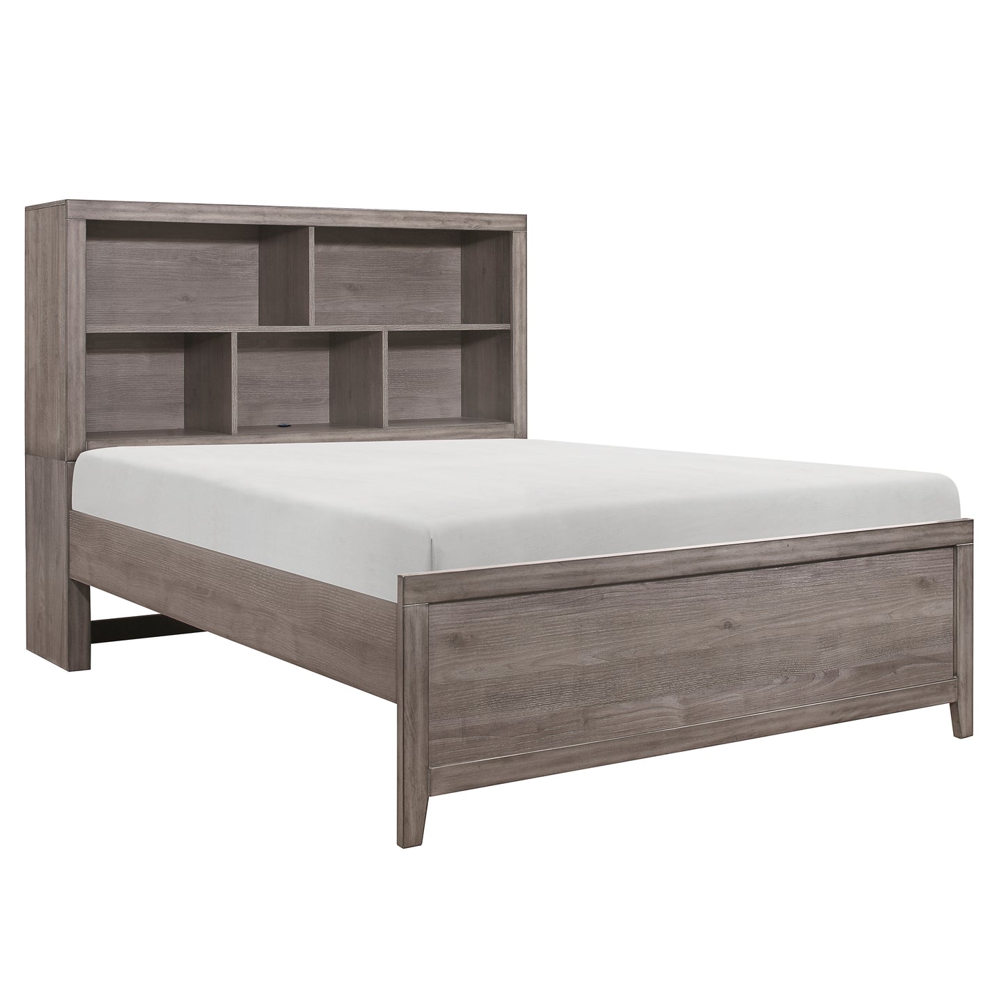 Homelegance Queen Bed Woodrow Brownish Gray with USB Charging Ports 2042NB-1