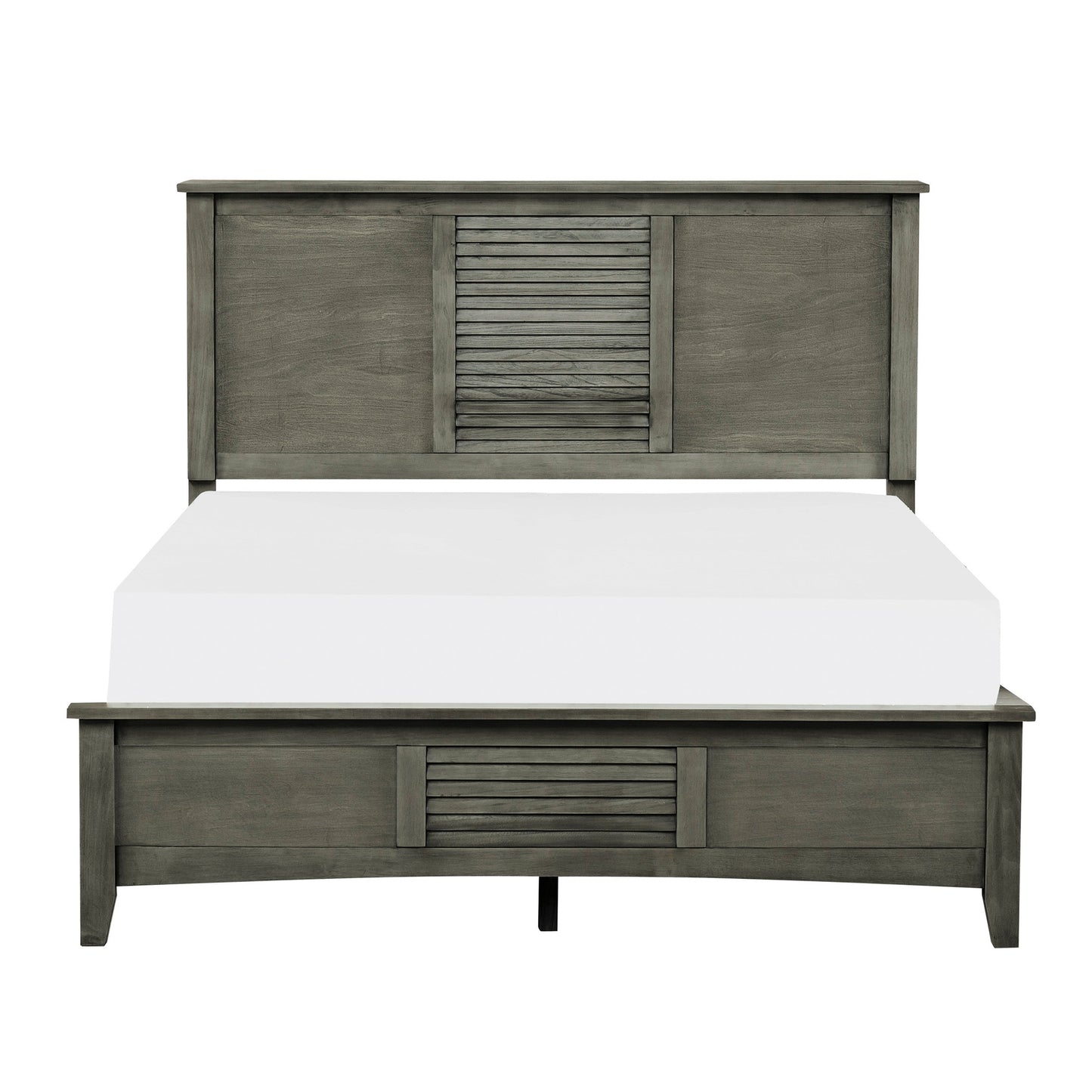 Homelegance Queen Bed Garcia Gray Elegant Transitional Style with Louvered Headboard 2046-1
