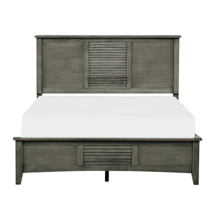 Homelegance Queen Bed Garcia Gray Elegant Transitional Style with Louvered Headboard 2046-1