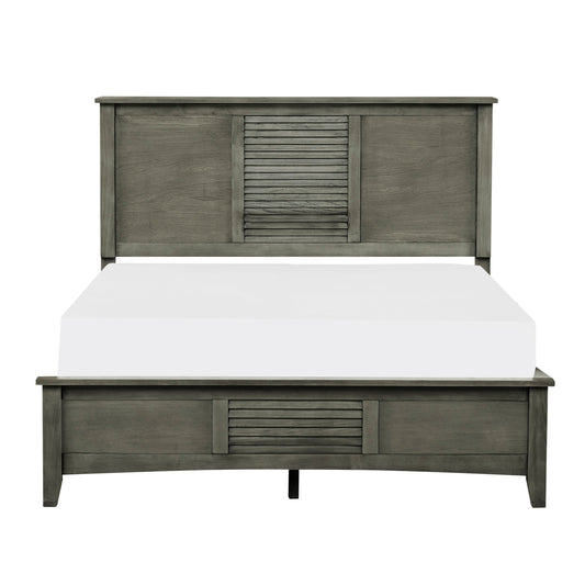 Homelegance Queen Bed Garcia Gray Elegant Transitional Style with Louvered Headboard 2046-1