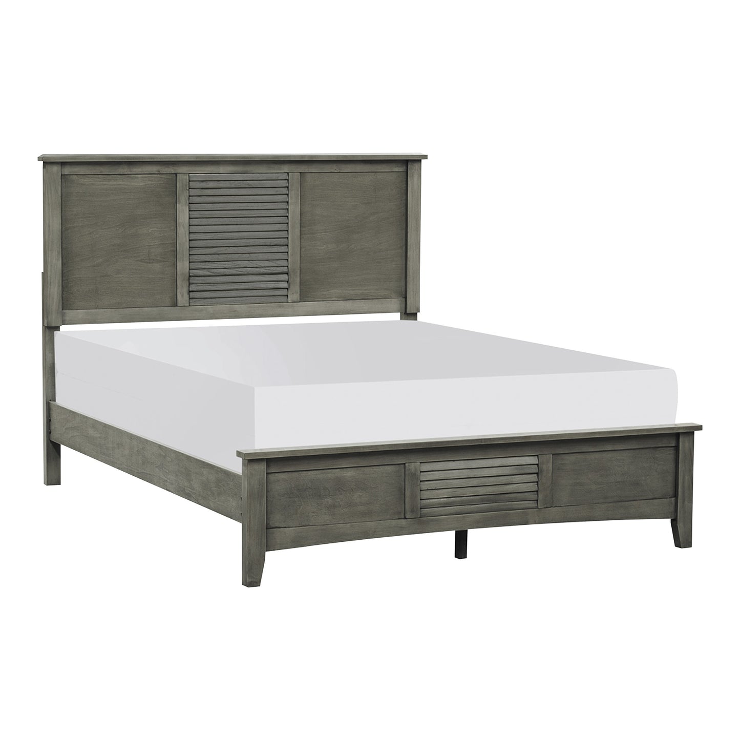 Homelegance Queen Bed Garcia Gray Elegant Transitional Style with Louvered Headboard 2046-1