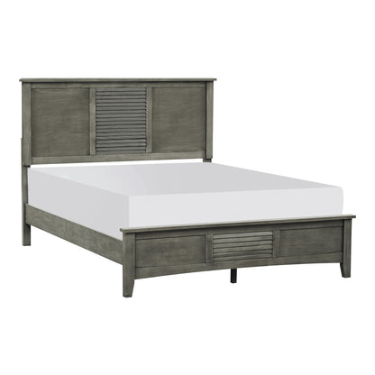 Homelegance Queen Bed Garcia Gray Elegant Transitional Style with Louvered Headboard 2046-1
