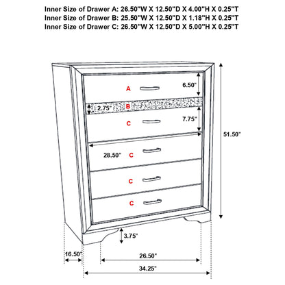 Miranda 5-drawer Bedroom Chest White