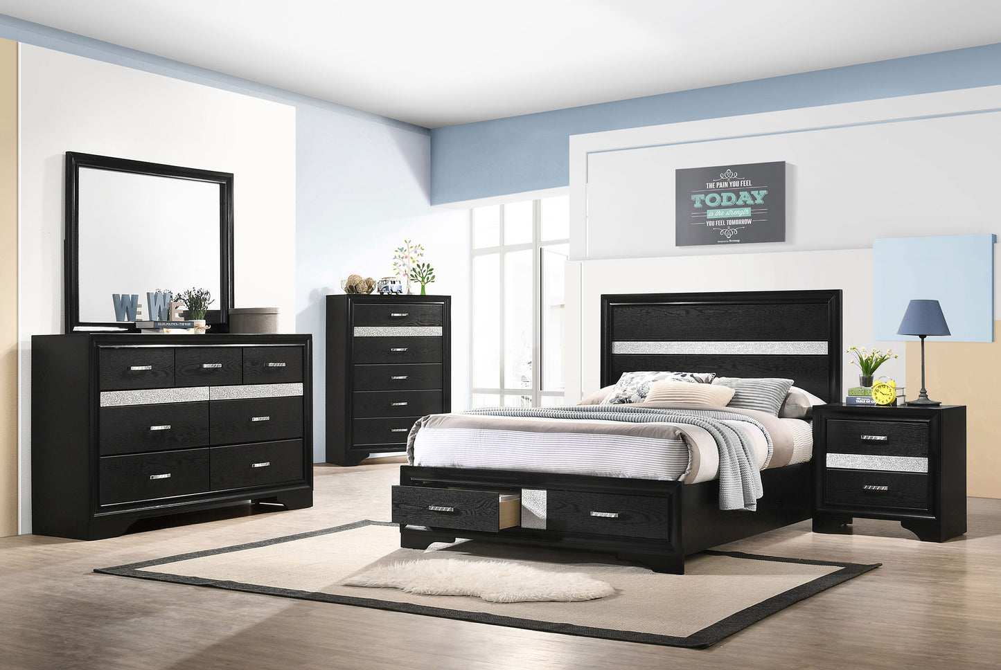 Miranda 5-piece Full Bedroom Set Black