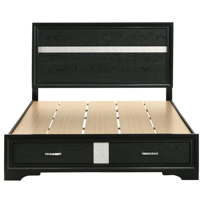 Miranda 51-inch Wood Queen Storage Panel Bed Black