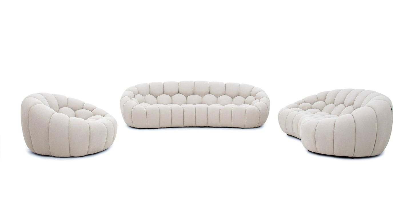 Divani Casa Yolonda Modern Curved Beige Fabric Sofa Set