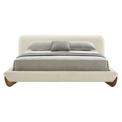 Modrest Fleury Contemporary Cream Fabric and Walnut Bedroom Set