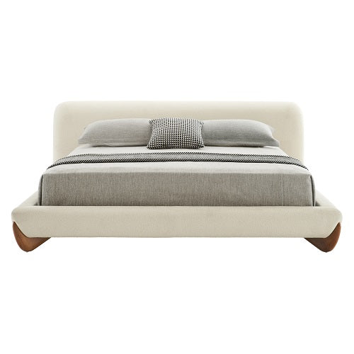 Modrest Fleury Contemporary Cream Fabric and Walnut Bedroom Set