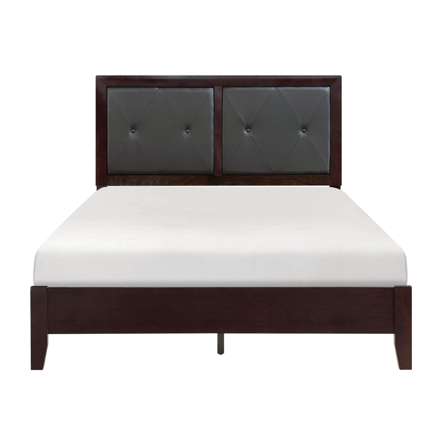 Homelegance Queen Bed Edina Espresso Finish with Faux Leather Headboard 2145-1