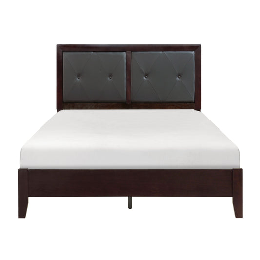 Homelegance Queen Bed Edina Espresso Finish with Faux Leather Headboard 2145-1