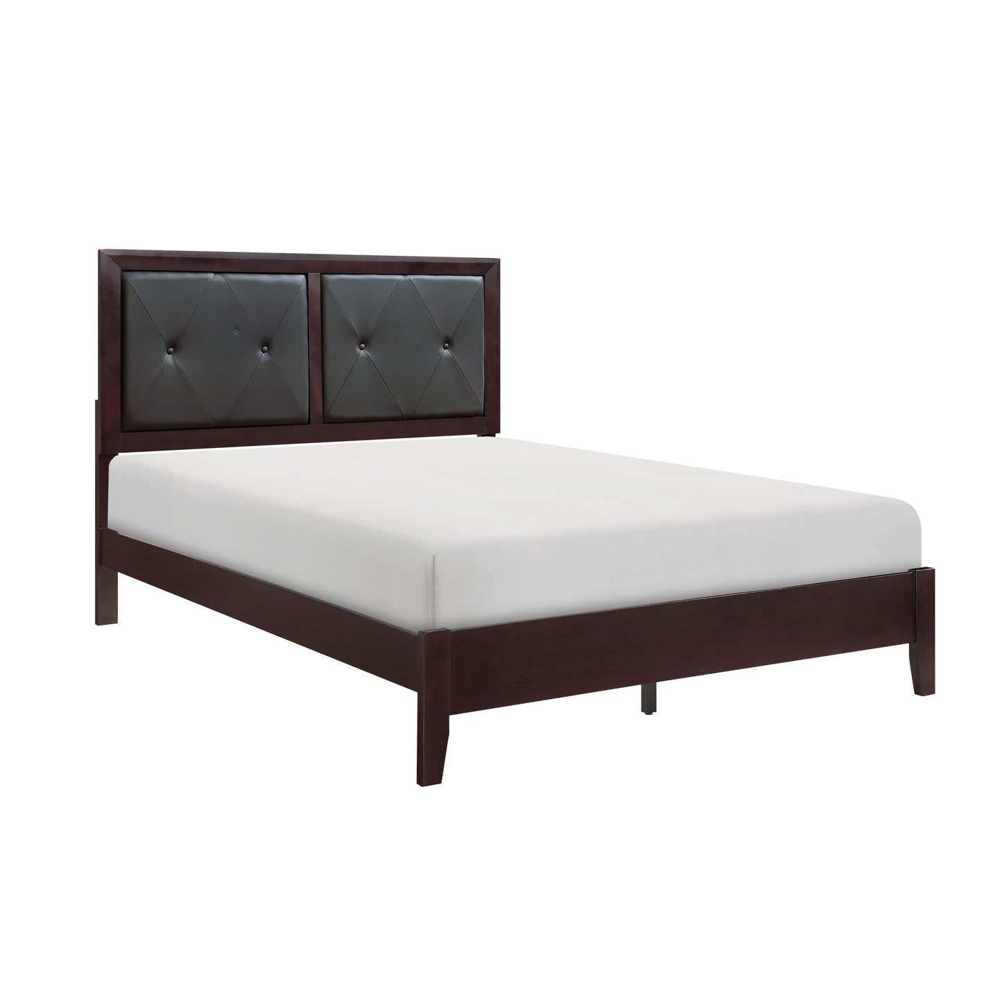 Homelegance Queen Bed Edina Espresso Finish with Faux Leather Headboard 2145-1