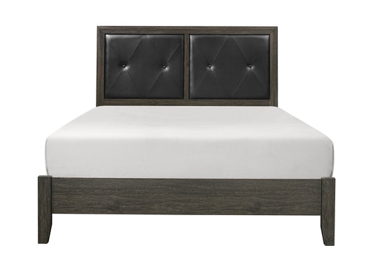 Homelegance Queen Bed Edina Dark Gray with Tufted Headboard 2145NP-1