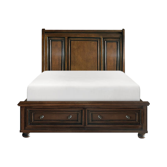 Homelegance Queen Bed Cumberland Brown Cherry Finish with Storage Drawers 2159-1