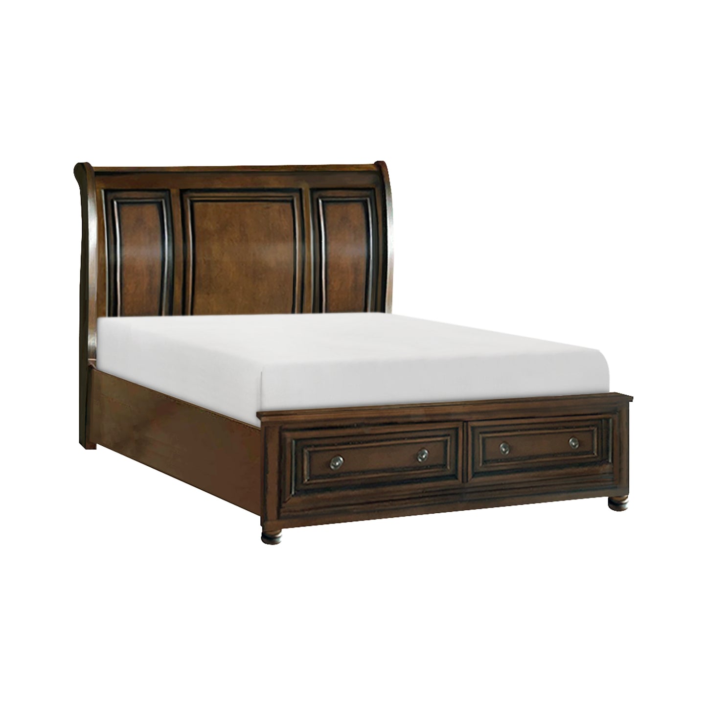 Homelegance Queen Bed Cumberland Brown Cherry Finish with Storage Drawers 2159-1