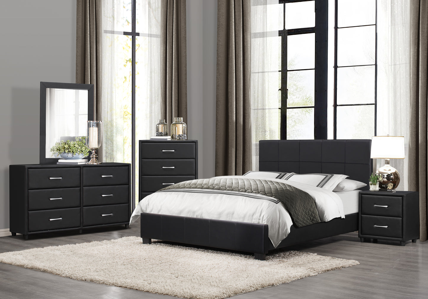 Homelegance Lorenzi Chest Black Faux Leather Sophistication and Style 2220-9