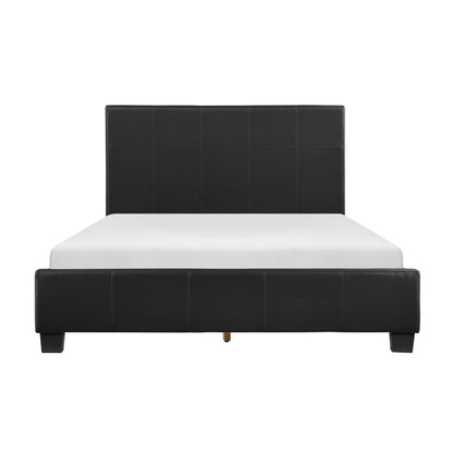 Homelegance Queen Bed Lorenzi Black Faux Leather 2220-1