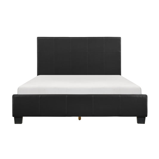 Homelegance Queen Bed Lorenzi Black Faux Leather 2220-1