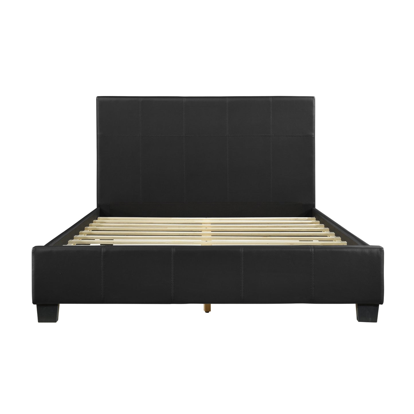 Homelegance Queen Bed Lorenzi Black Faux Leather 2220-1