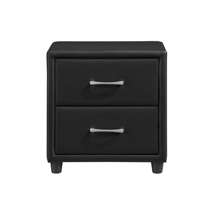 Homelegance Lorenzi Nightstand Black Faux Leather Finish 2220-4