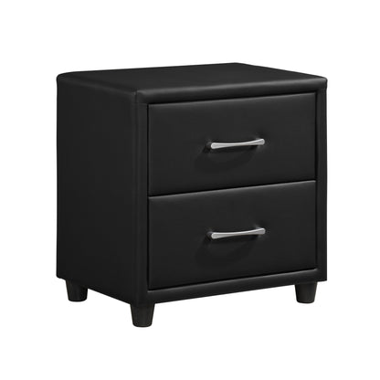 Homelegance Lorenzi Nightstand Black Faux Leather Finish 2220-4