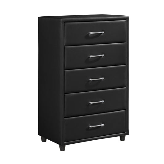 Homelegance Lorenzi Chest Black Faux Leather Sophistication and Style 2220-9