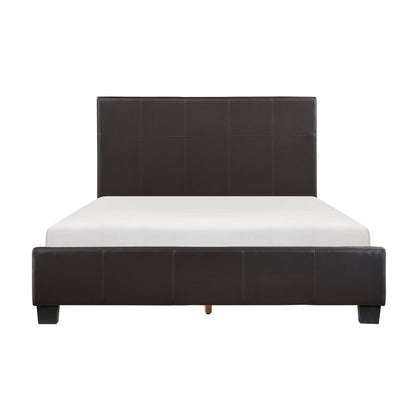 Homelegance Queen Bed Lorenzi Dark Brown Faux Leather Upholstery 2220DBR-1